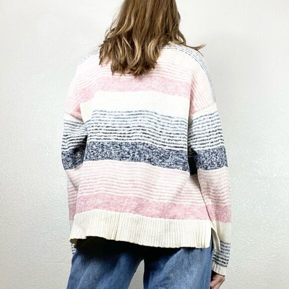 Chaps Pink & Blue Striped Henley Sweater - Picture 4 of 8